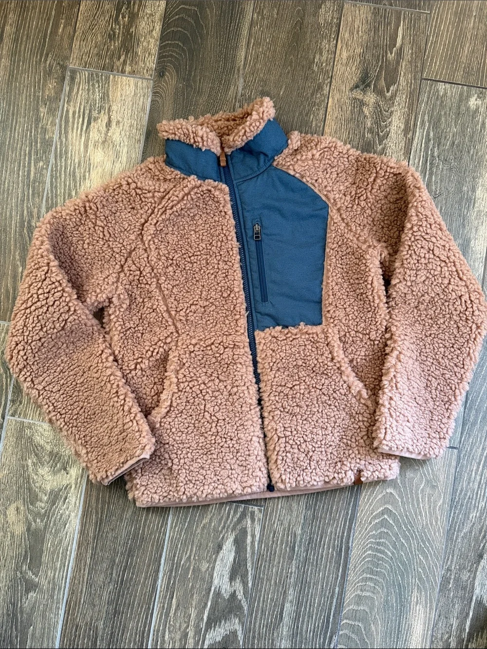 Obermeyer Boys’ Landry Saddle Brown Fleece Sherpa Zip-Front Jacket—M